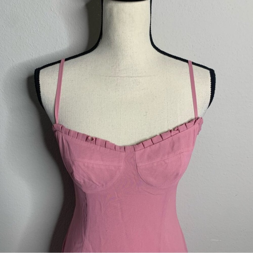 Reformation Aiko Pink Pleated Hem Midi Dress - Picture 4 of 14